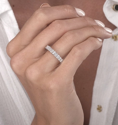 1.35ct Asteria Baguette Eternity Diamond Ring in 18K White Gold